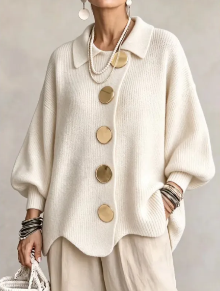 Ivory Gold Button Cardigan