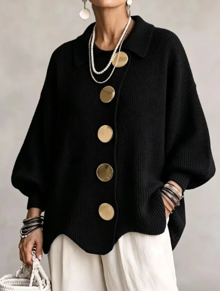 Noir Gold Button Cardigan