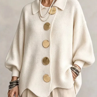Ivory Gold Button Cardigan