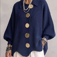 Navy Gold Button Cardigan