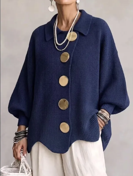 Navy Gold Button Cardigan