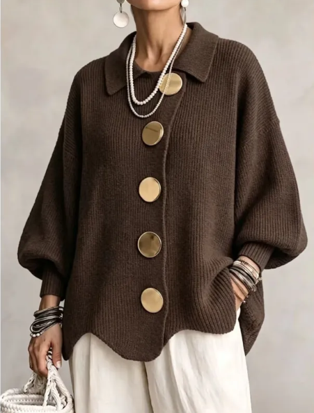 Cocoa Gold Button Cardigan