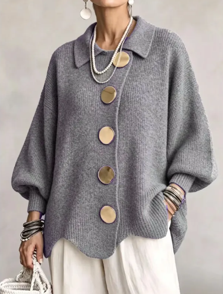 Slate Gold Button Cardigan