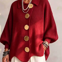 Burgundy Gold Button Cardigan