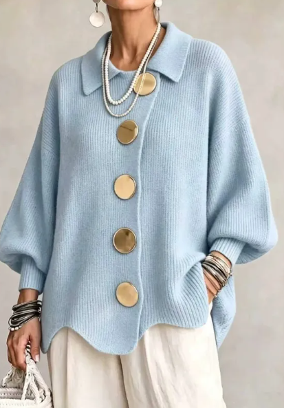 Sky Gold Button Cardigan