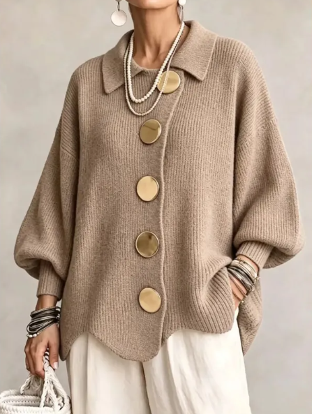 Mocha Gold Button Cardigan